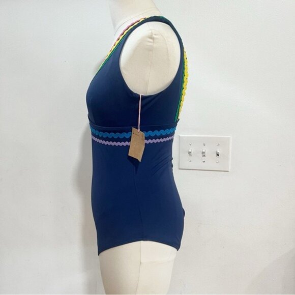 Boden Women’s Porto V-Neck Rik Rak Swimsuit - Size 8L - Picture 9 of 14